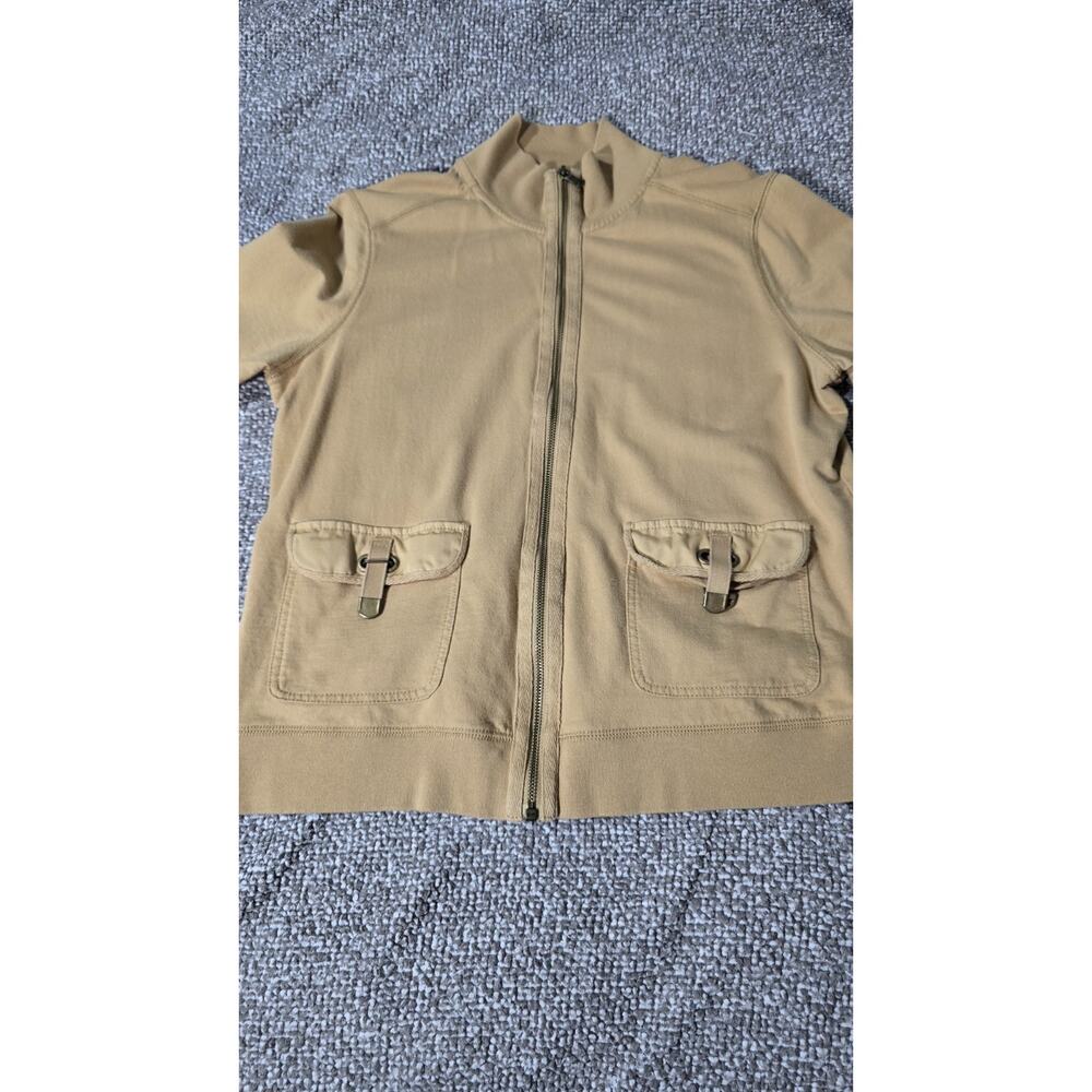 LRL Ralph Lauren Tan Brown French Terry Knit Full Zipper Light Jacket Women's XL